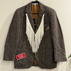 Tricia Fix Exclusive NWOT XS Western Fringe Wool Blend Blazer Jacket Statement